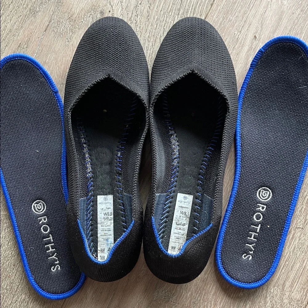 Rothy's Charcoal and Cobalt Slip-Ons - Picture 1 of 4